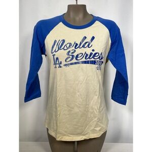 Los Angeles Dodgers 2018 World Series Majestic 3/4 Sleeve T-Shirt Women's MEDIUM